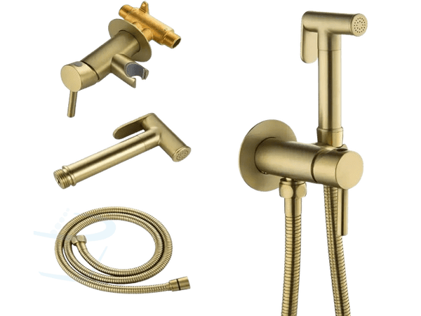 Hotvalve RVS Inbouw Toilet Handdouche Set  Mat Goud (Warm water)
