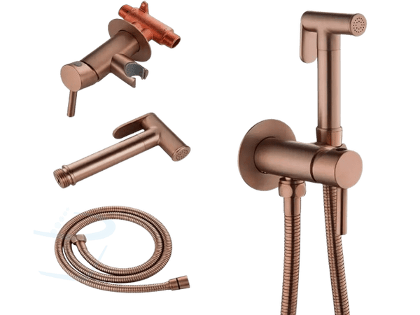 Hotvalve RVS Inbouw Toilet Handdouche Set  Rose Goud (Warm water)