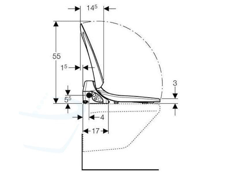 Geberit AquaClean 4000 Complete Set technische tekening zijkant