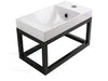 Design Fonteintje met mat zwart aluminium frame in mat wit of glans keramiek