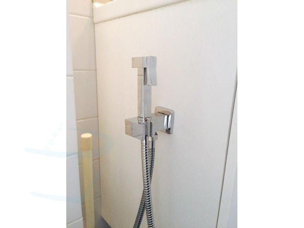 toiletdouche chroom vierkant