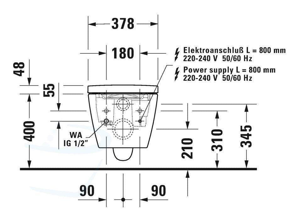 Duravit SensoWash Starck F technische tekening