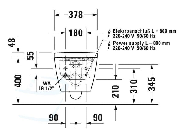 Duravit SensoWash Starck F technische tekening