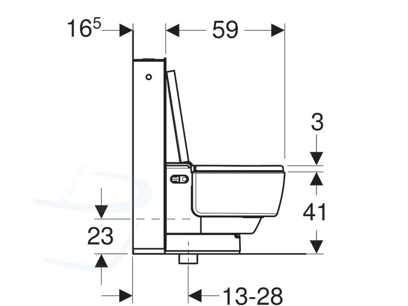 Geberit AquaClean Mera Classic toiletsysteem vloerstaande wc lijntekening