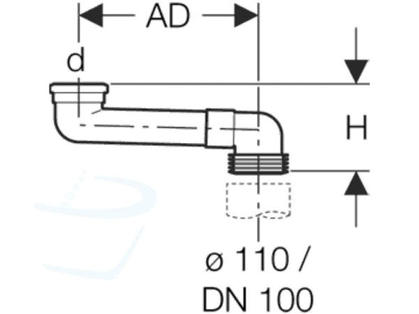 Geberit Sprongbocht technische tekening