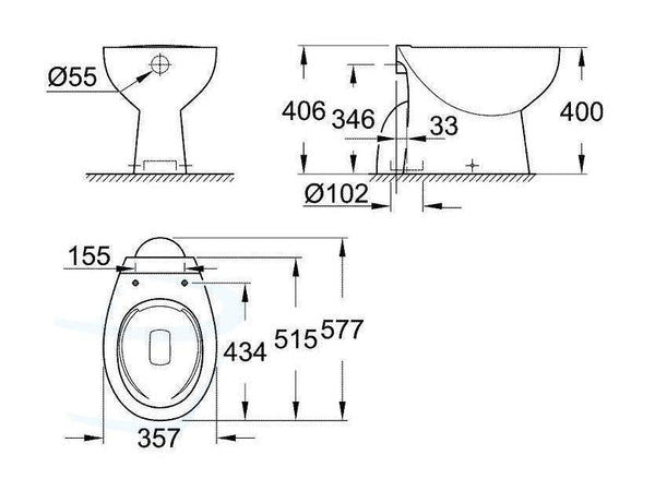 BAU CERAMIC STAANDE WC afmetingen