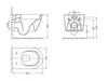 Randloos toilet. Design Rimfree Wandcloset voor Bidet afmetingen