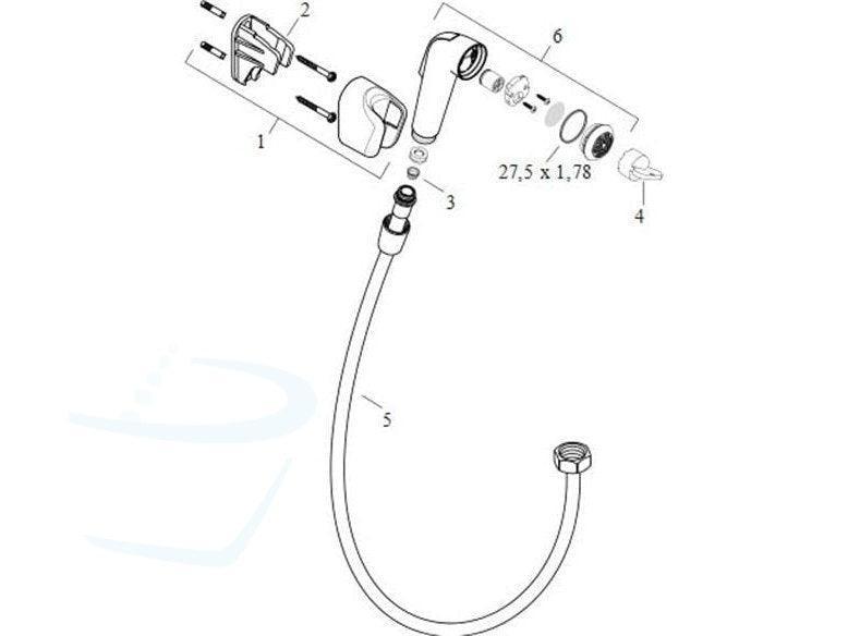 Hansgrohe Bidet Handdouche technische tekening