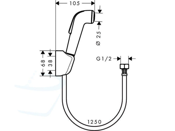 Hansgrohe Bidet Handdouche technische tekening