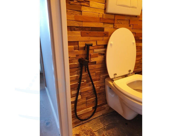 RVS INBOUW TOILETDOUCHE SET ZWART WARM WATER