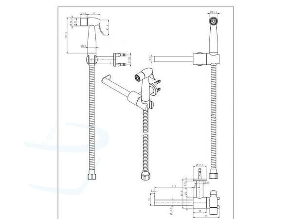  wc sproeier RVS met toiletrolhouder 