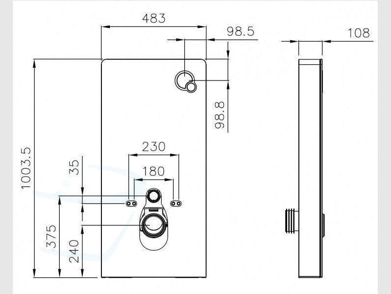 Monolith Popodusche technische tekening