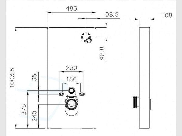 Monolith Popodusche technische tekening