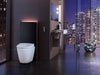 Geberit Monolith module voor staand closet glas zwart-aluminium geinstalleerd