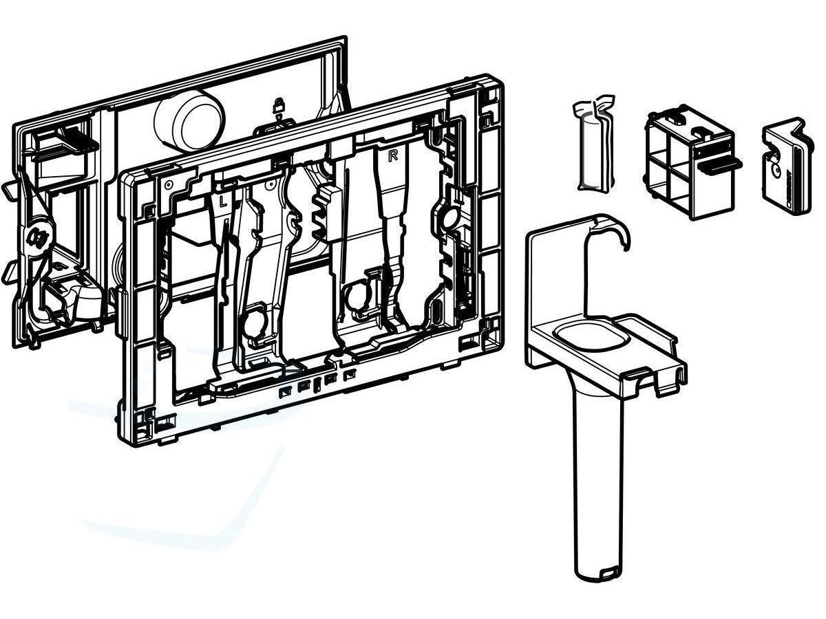 Geberit toiletstick houder voor UP320 inbouw reservoir technische tekening