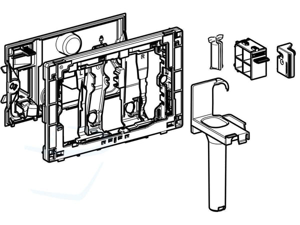 Geberit toiletstick houder voor UP320 inbouw reservoir technische tekening