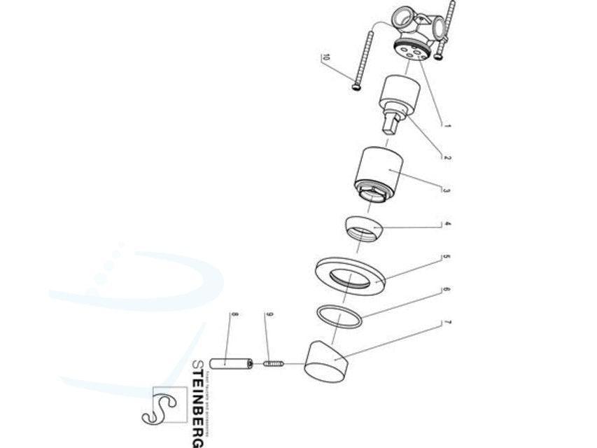 toiledouche RVS Inbouw Mixer Steinberg techniische tekening