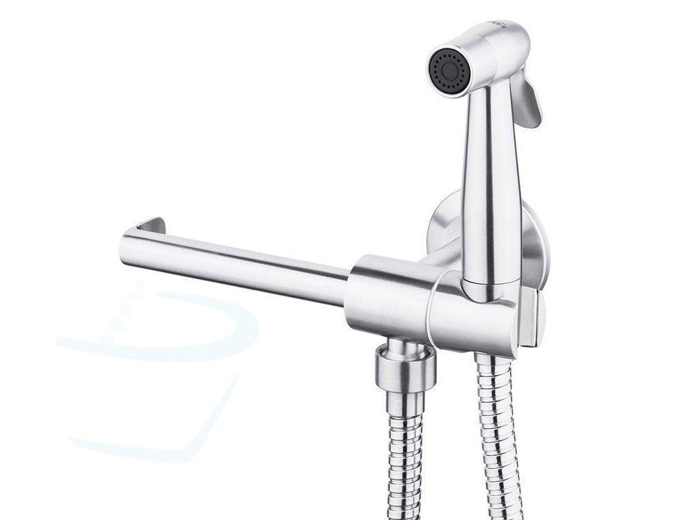 wc-handdouche rvs met toiletrolhouder