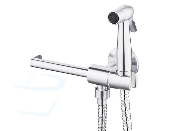 wc-handdouche rvs met toiletrolhouder
