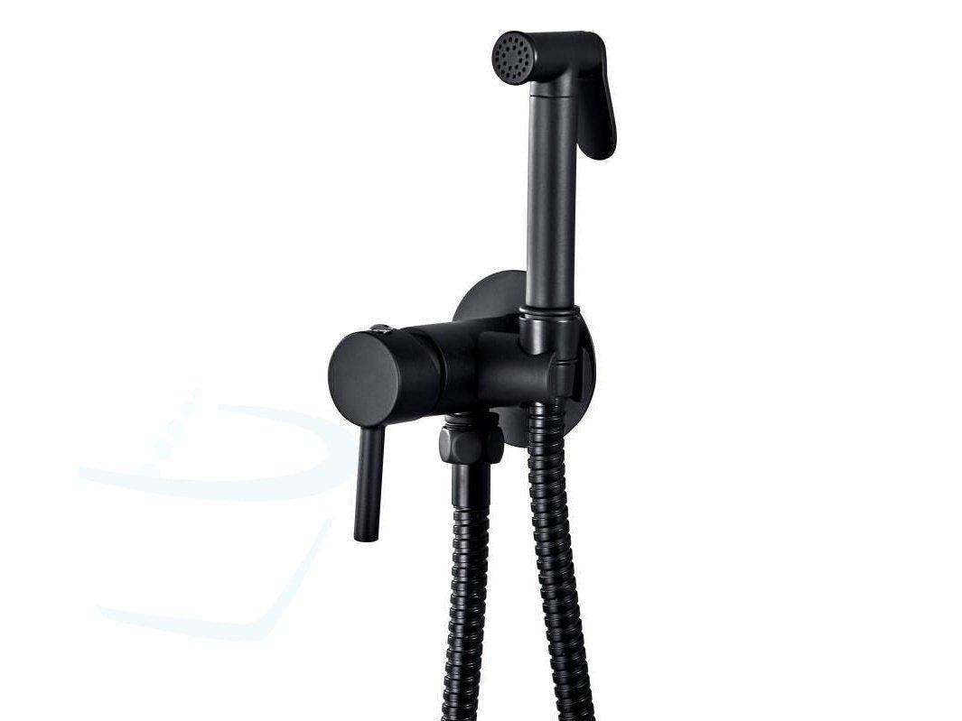 RVS INBOUW TOILETDOUCHE SET ZWART WARM WATER