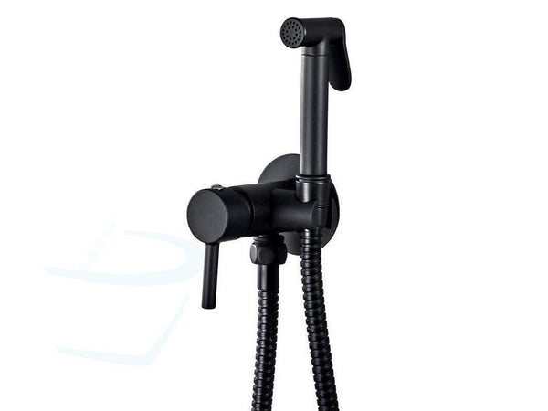 RVS INBOUW TOILETDOUCHE SET ZWART WARM WATER