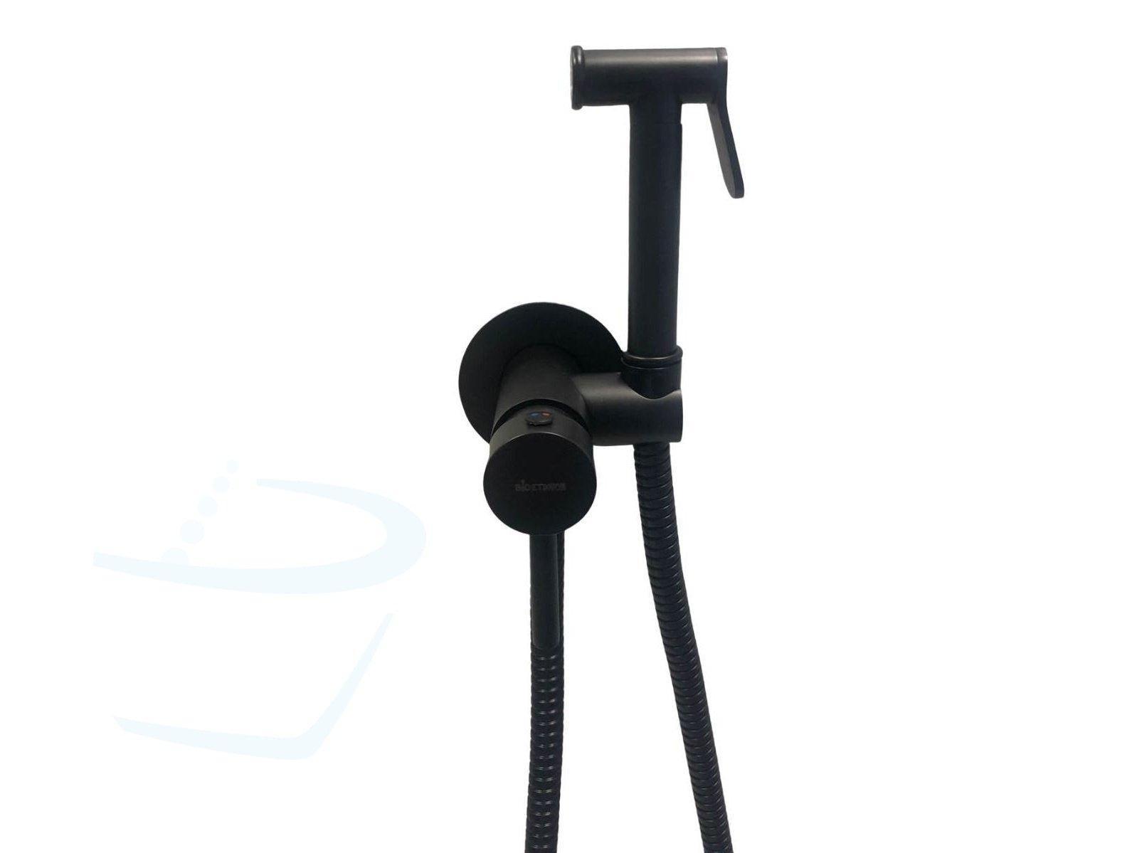 RVS INBOUW TOILETDOUCHE SET ZWART WARM WATER