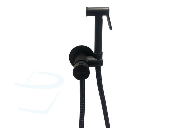RVS INBOUW TOILETDOUCHE SET ZWART WARM WATER