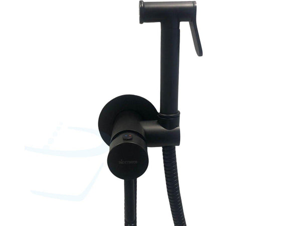 RVS INBOUW TOILETDOUCHE SET ZWART WARM WATER