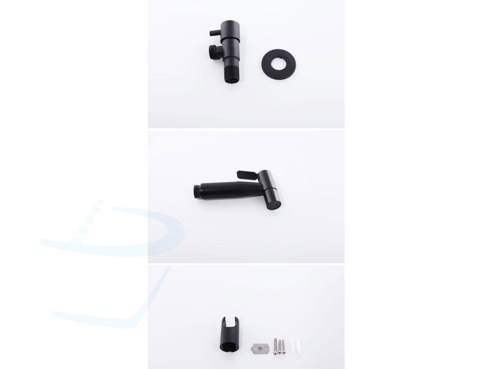 toiletdouche set RVS inbouw zwart