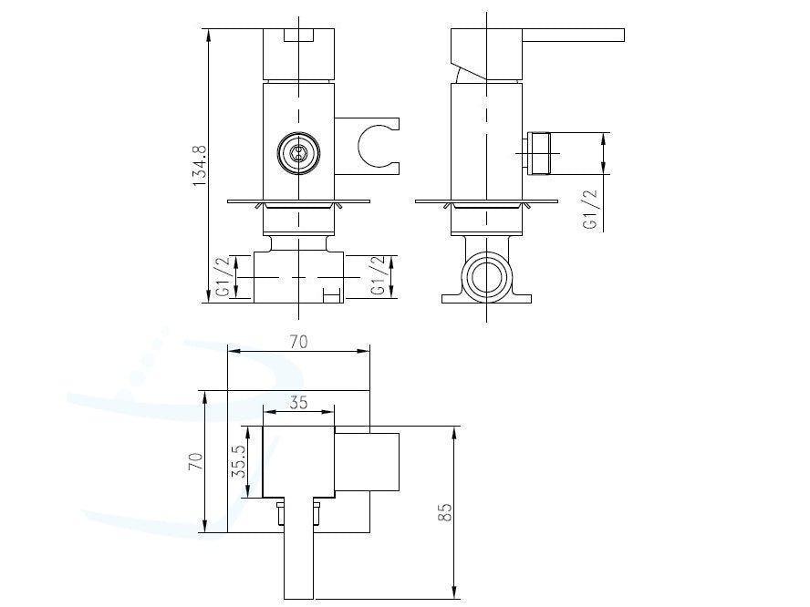toiletdouche warm water mixer afmetingen