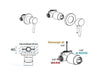 wc-douche set RVS warm water technische tekening