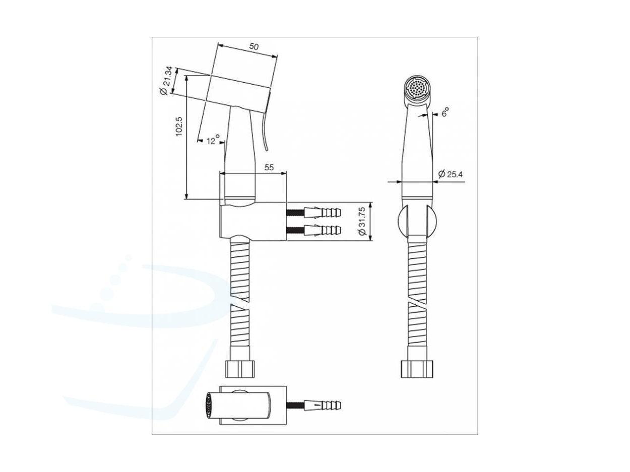 STS33 RVS Inbouw Toiletdouche Set Zwart Warm water