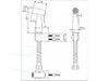 wc-douche set RVS technische tekening