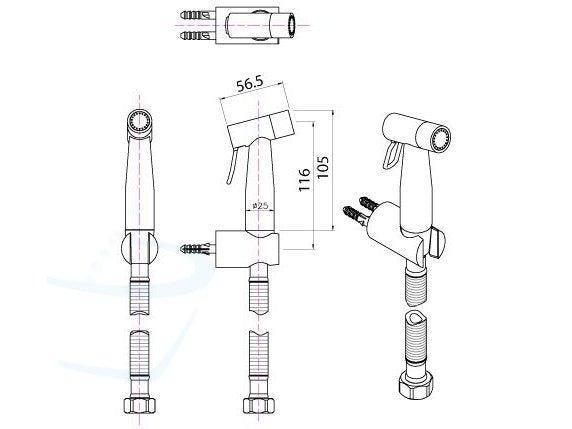 toiletdouche set rvs afmetingen