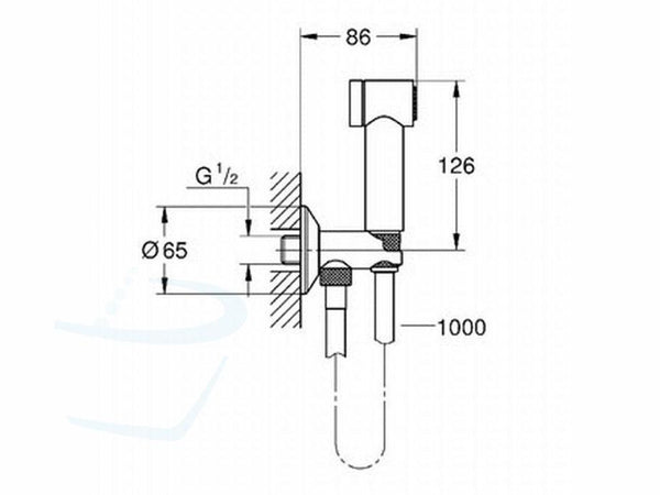 Triggerspray set met autostop wandhouder van GROHE afmetingen