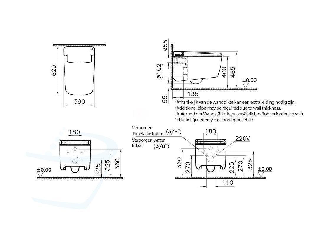 Vitra V Care Prime technische tekening