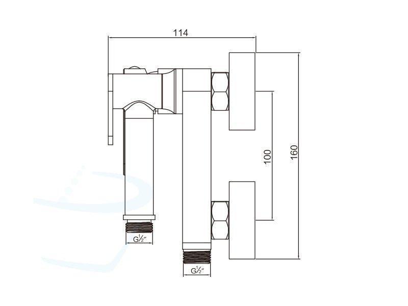 Inbouw Toiletdouche Set met Warm water afmetingen