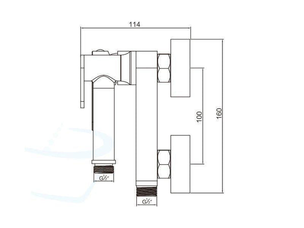 Inbouw Toiletdouche Set met Warm water afmetingen