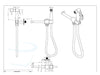 wc-handdouche rvs met toiletrolhouder technische tekening