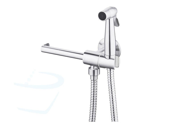 wc-handdouche rvs met toiletrolhouder