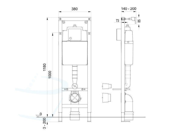 douche-wc-set-compleet technische tekening
